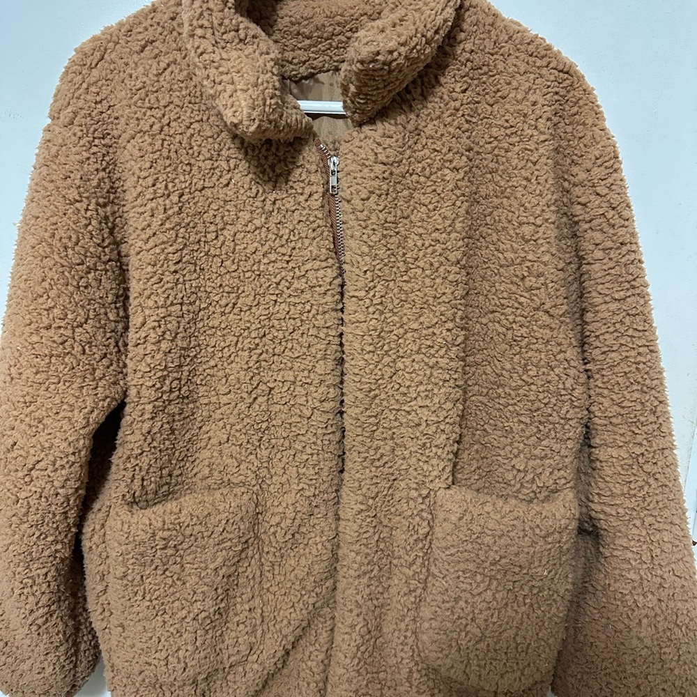 SHEIN Brown Teddy Jacket